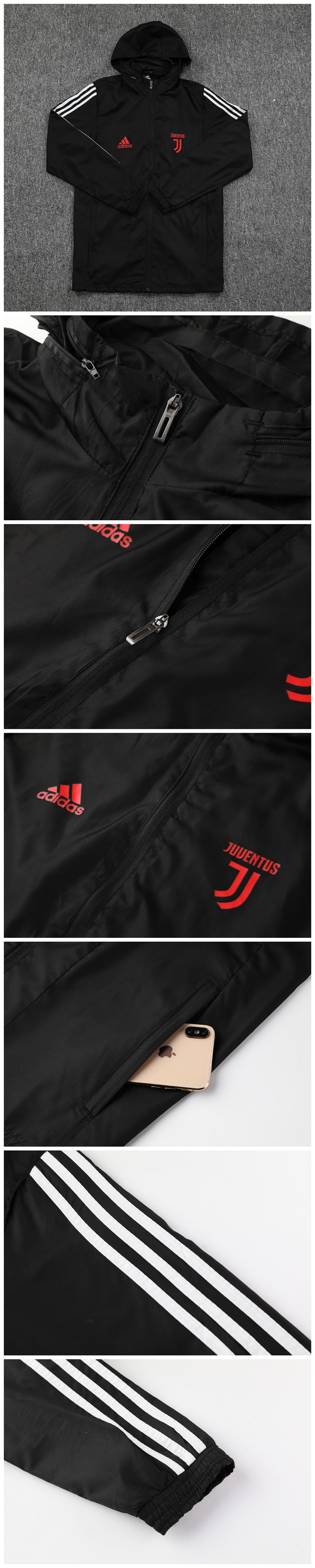 2019-20 Juventus Black Hoody Woven Windrunner